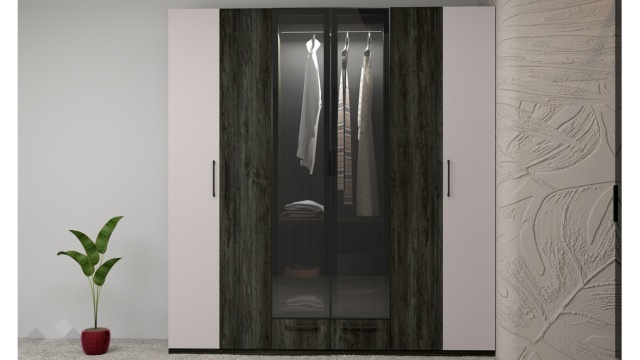 Гардероб Лондон шесткрилни дъб герано с кашмир - МебелМаг Гардероб Лондон шесткрилни дъб герано с кашмир