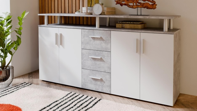 Скрин Балина светъл бетон с бяло - МебелМаг Скрин Балина светъл бетон с бяло