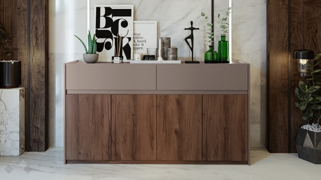 Скрин Калатрава кафяв дъб пиемона с лате - МебелМаг Скрин Калатрава кафяв дъб пиемона с лате