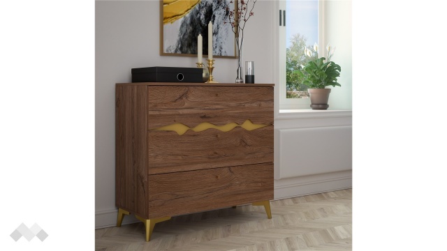 Скрин Кения колониален дъб със златно - МебелМаг Скрин Кения колониален дъб със златно