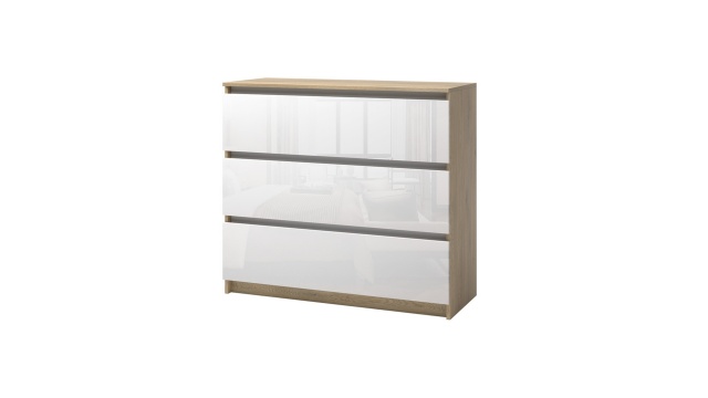 Скрин Лорис дъб кремона с бял гланц - МебелМаг Скрин Лорис дъб кремона с бял гланц