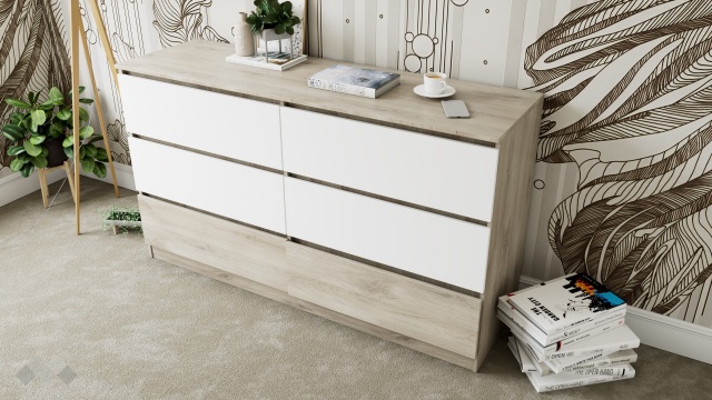 Скрин Мия сонома арвен с бял гланц - МебелМаг Скрин Мия сонома арвен с бял гланц