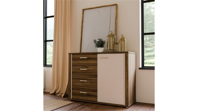 Скрин Дейлос дъб валенсия с крем - МебелМаг Скрин Дейлос дъб валенсия с крем