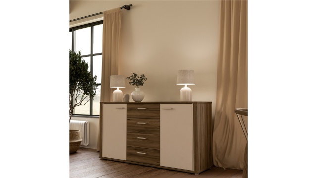 Скрин Дейлос дъб валенсия с крем - МебелМаг Скрин Дейлос дъб валенсия с крем