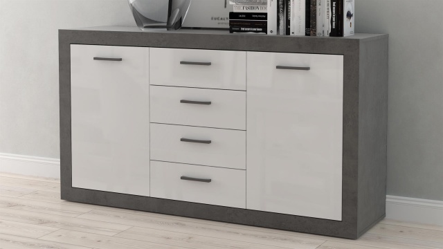 Скрин Требия сиво с бял гланц - МебелМаг Скрин Требия сиво с бял гланц