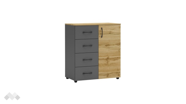 Скрин Галати дъб вотан светъл с антрацит - МебелМаг Скрин Галати дъб вотан светъл с антрацит