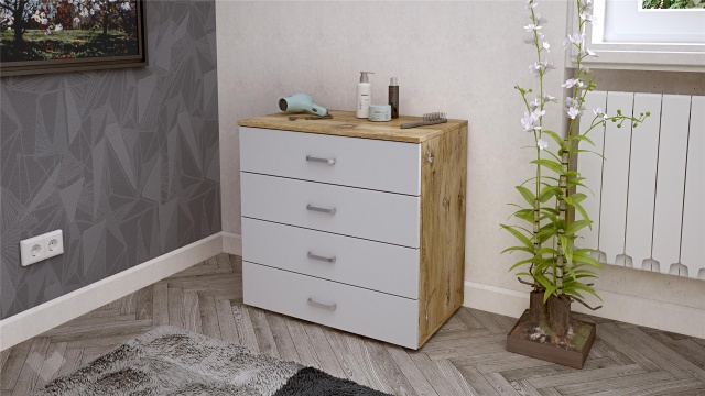 Скрин Селтик келтски дъб със светло сиво - МебелМаг Скрин Селтик келтски дъб със светло сиво