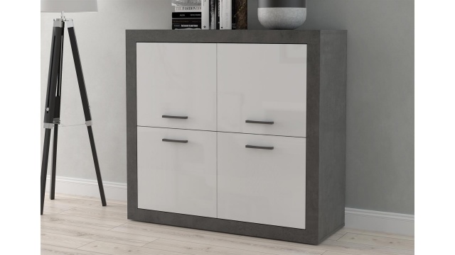 Скрин Требия сиво с бял гланц - МебелМаг Скрин Требия сиво с бял гланц