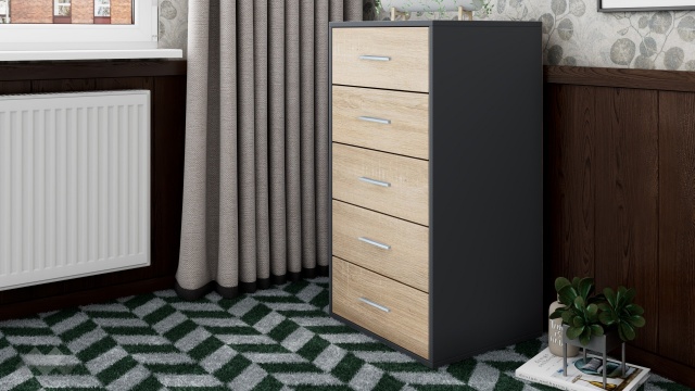 Скрин Жизел антрацит с дъб сонома - МебелМаг Скрин Жизел антрацит с дъб сонома