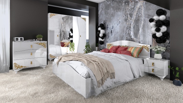 Спален комплект Лидия с включен матрак Бонел 160/200 бял гланц