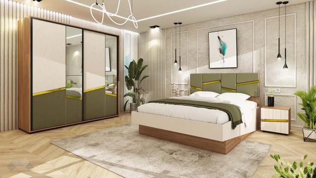 Спален комплект Мобили денвър с кашмир и маслина - МебелМаг Спален комплект Мобили денвър с кашмир и маслина