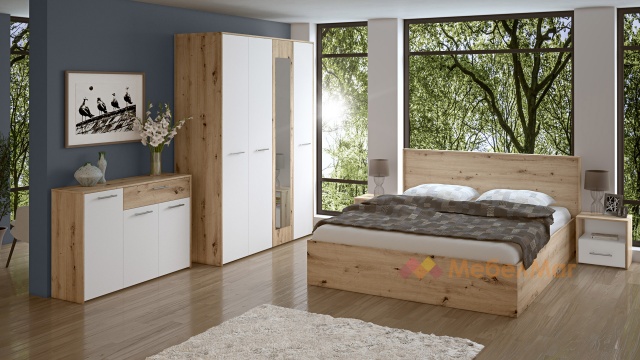 Спален комплект Вангард В1 артизан с бяло - МебелМаг Спален комплект Вангард В1 артизан с бяло