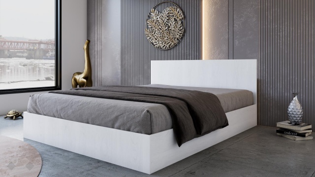 Спалня 160/200 Арго с включен матрак Бонел 160/200 бял фладер - МебелМаг Спалня 160/200 Арго с включен матрак Бонел 160/200 бял фладер