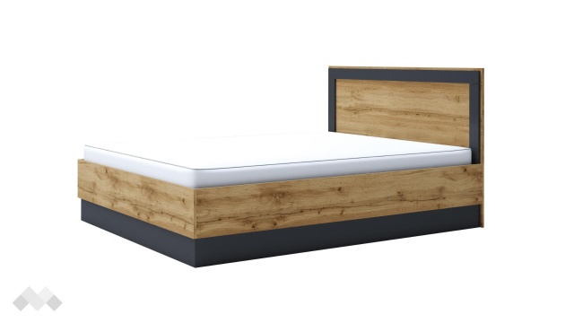 Спалня 160/200 Борей с включен матрак Бонел 160/200 дъб вотан светъл с антрацит - МебелМаг Спалня 160/200 Борей с включен матрак Бонел 160/200 дъб вотан светъл с антрацит