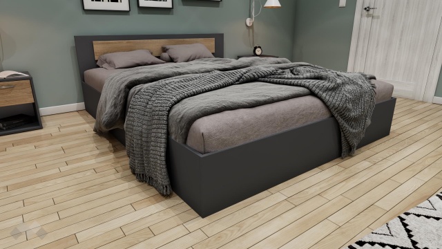 Спалня 160/200 Жизел антрацит с дъб сонома - МебелМаг Спалня 160/200 Жизел антрацит с дъб сонома