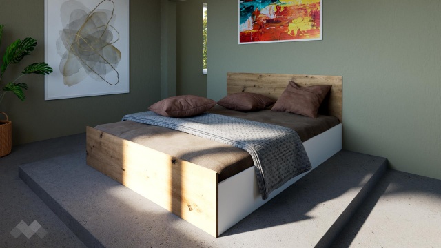 Спалня 160/200 Леонард с включен матрак Бонел 160/200 артизан с бяло - МебелМаг Спалня 160/200 Леонард с включен матрак Бонел 160/200 артизан с бяло