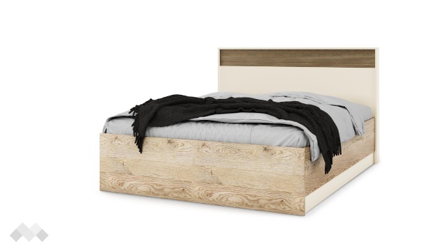 Спалня 160/200 Невада с включен матрак Бонел 160/200 бежов мат с дъб - МебелМаг Спалня 160/200 Невада с включен матрак Бонел 160/200 бежов мат с дъб