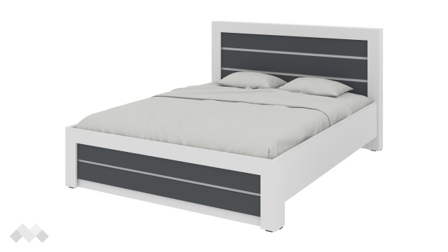 Спалня 160/200 Никола с включен матрак Бонел 160/200 бял с антрацит - МебелМаг Спалня 160/200 Никола с включен матрак Бонел 160/200 бял с антрацит