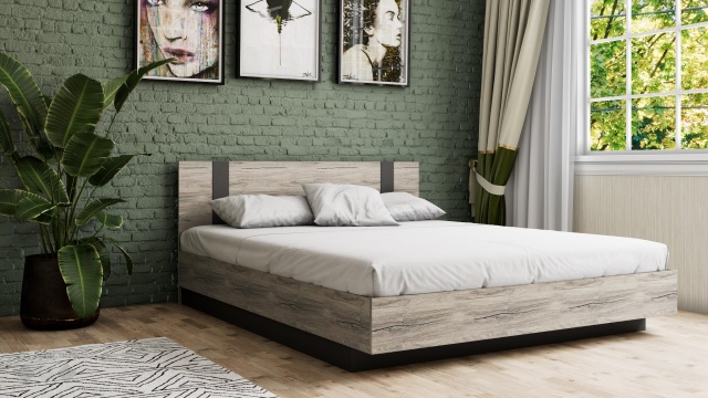 Спалня 160/200 Оптима с включен матрак Бонел 160/200 малта с антрацит - МебелМаг Спалня 160/200 Оптима с включен матрак Бонел 160/200 малта с антрацит