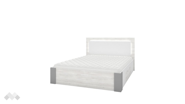 Спалня 160/200 Хелиос дъб стокхолм със сиво и бяло гладко - МебелМаг Спалня 160/200 Хелиос дъб стокхолм със сиво и бяло гладко