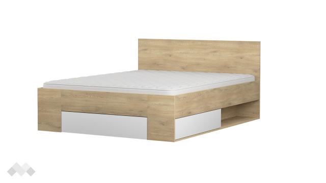 Спалня 160/200 Лорис с включен матрак Бонел 160/200 дъб кремона с бял гланц - МебелМаг Спалня 160/200 Лорис с включен матрак Бонел 160/200 дъб кремона с бял гланц