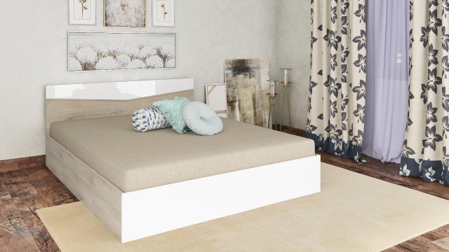 Спалня 160/200 Тенеси с включен матрак Бонел 160/200 сонома арвен с бял гланц - МебелМаг Спалня 160/200 Тенеси с включен матрак Бонел 160/200 сонома арвен с бял гланц