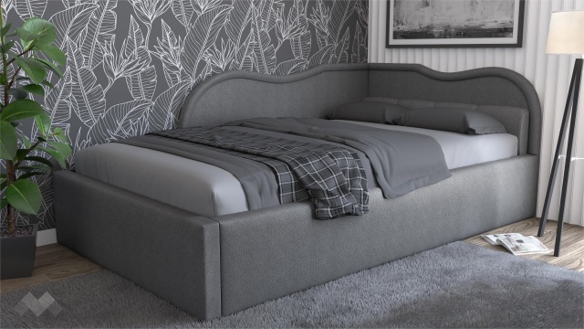 Тапицирана спалня 120/190 Андреа с включен матрак Бонел 120/190 сив - МебелМаг Тапицирана спалня 120/190 Андреа с включен матрак Бонел 120/190 сив