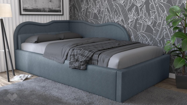 Тапицирана спалня 120/190 Андреа с включен матрак Бонел 120/190 син - МебелМаг Тапицирана спалня 120/190 Андреа с включен матрак Бонел 120/190 син