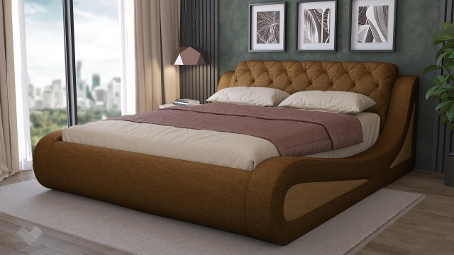 Тапицирана спалня 160/200 Азура с включен матрак Бонел 160/200 кафяв с бежово - МебелМаг Тапицирана спалня 160/200 Азура с включен матрак Бонел 160/200 кафяв с бежово