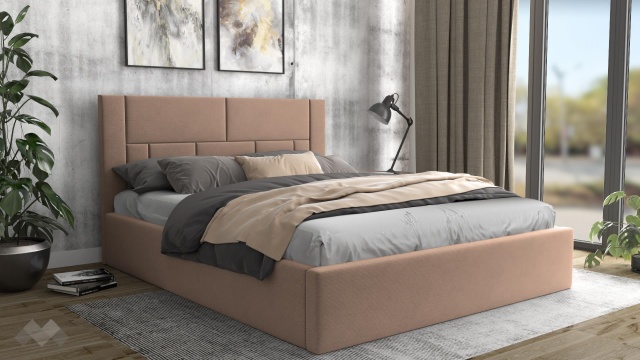 Тапицирана спалня 160/200 Биляна с включен матрак Бонел 160/200 светло кафява - МебелМаг Тапицирана спалня 160/200 Биляна с включен матрак Бонел 160/200 светло кафява