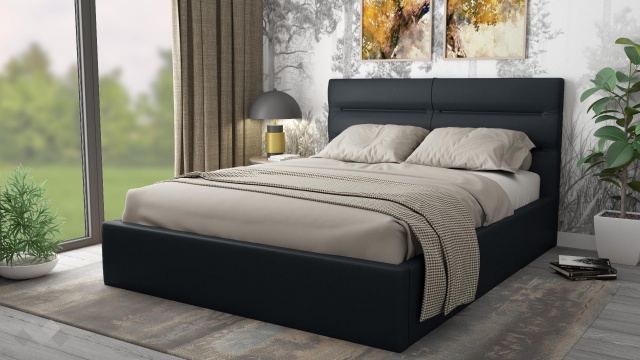 Тапицирана спалня 160/200 Ивалина с включен матрак Бонел 160/200 черна - МебелМаг Тапицирана спалня 160/200 Ивалина с включен матрак Бонел 160/200 черна