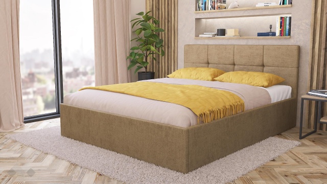 Тапицирана спалня 160/200 Камил с включен матрак Бонел 160/200 бежов - МебелМаг Тапицирана спалня 160/200 Камил с включен матрак Бонел 160/200 бежов