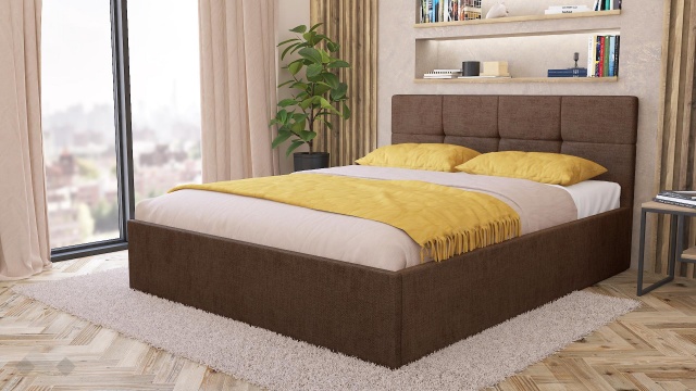 Тапицирана спалня 160/200 Камил с включен матрак Бонел 160/200 кафяв - МебелМаг Тапицирана спалня 160/200 Камил с включен матрак Бонел 160/200 кафяв