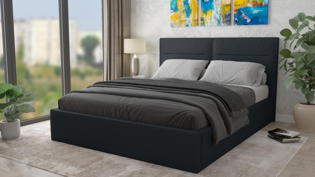 Тапицирана спалня 160/200 Никол с включен матрак Бонел 160/200 черна - МебелМаг Тапицирана спалня 160/200 Никол с включен матрак Бонел 160/200 черна