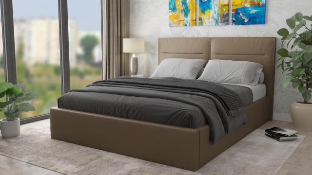 Тапицирана спалня 160/200 Никол с включен матрак Бонел 160/200 капучино - МебелМаг Тапицирана спалня 160/200 Никол с включен матрак Бонел 160/200 капучино