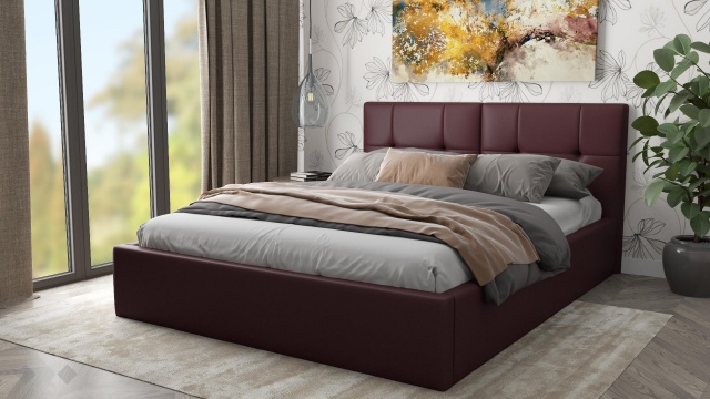 Тапицирана спалня 160/200 Ния с включен матрак Бонел 160/200 бордо - МебелМаг Тапицирана спалня 160/200 Ния с включен матрак Бонел 160/200 бордо