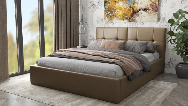 Тапицирана спалня 160/200 Ния с включен матрак Бонел 160/200 капучино - МебелМаг Тапицирана спалня 160/200 Ния с включен матрак Бонел 160/200 капучино