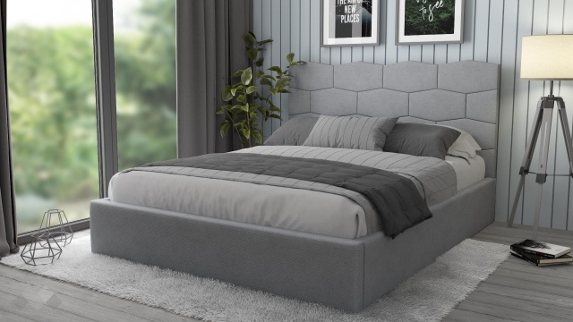 Тапицирана спалня 160/200 Сияна с включен матрак Бонел 160/200 сив - МебелМаг Тапицирана спалня 160/200 Сияна с включен матрак Бонел 160/200 сив