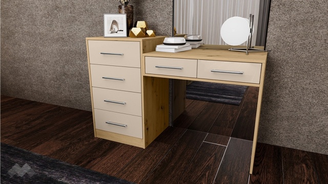 Скрин-тоалетка Бедфорд артизан с кашмир гланц - МебелМаг Скрин-тоалетка Бедфорд артизан с кашмир гланц