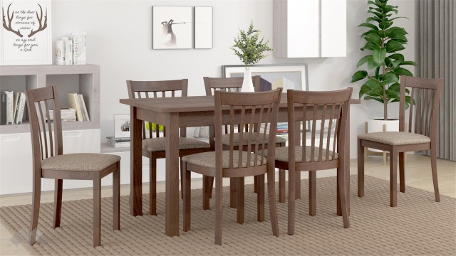 Трапезен комплект Нати L комплект със столове орех - МебелМаг Трапезен комплект Нати L комплект със столове орех