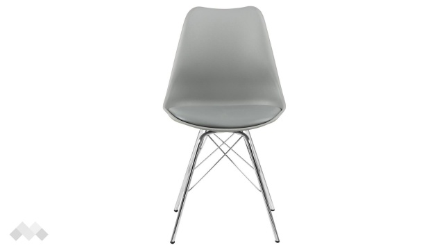 Трапезен стол Ерис сив с хромирана основа - МебелМаг Трапезен стол Ерис сив с хромирана основа