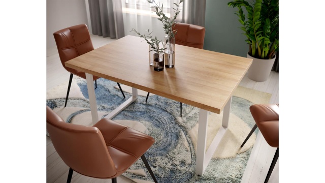 Трапезна маса Часпик неразтегателни светъл вотан с бяло - МебелМаг Трапезна маса Часпик неразтегателни светъл вотан с бяло