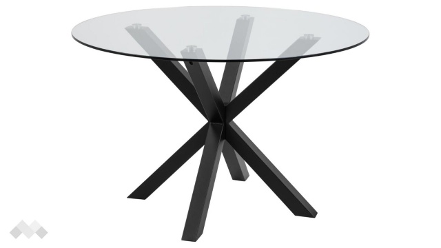 Трапезна маса Хевън неразтегателни стъкло с черна стомана - МебелМаг Трапезна маса Хевън неразтегателни стъкло с черна стомана
