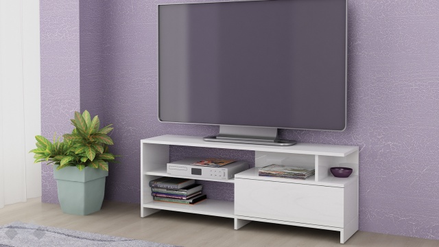 ТВ шкаф Кейти бял гланц - МебелМаг ТВ шкаф Кейти бял гланц