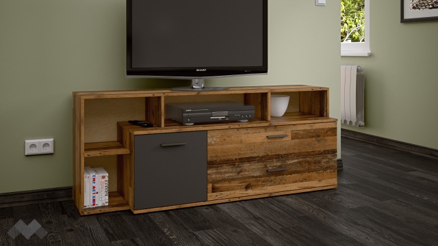 ТВ шкаф Лориен олд стайл с графит - МебелМаг ТВ шкаф Лориен олд стайл с графит