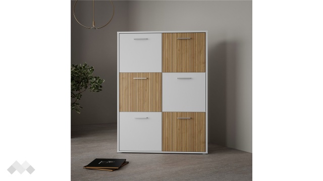 Скрин Куадро бял с дъб - МебелМаг Скрин Куадро бял с дъб