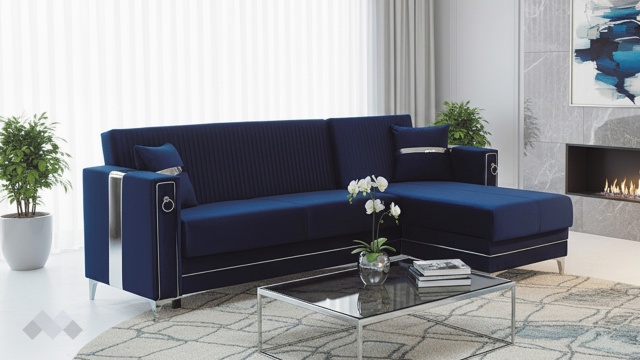 Ъглов диван Дестини универсален ъгъл син - МебелМаг Ъглов диван Дестини универсален ъгъл син