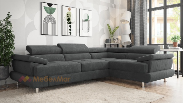 Ъглов диван Авола с посока сив - МебелМаг Ъглов диван Авола с посока сив