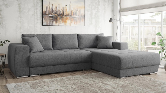 Ъглов диван Бомбай с посока сив - МебелМаг Ъглов диван Бомбай с посока сив