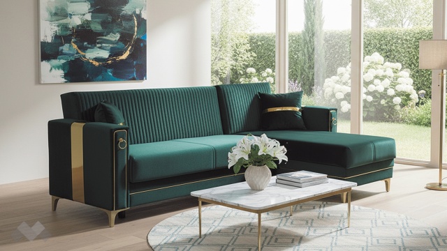 Ъглов диван Дестини универсален ъгъл зелен - МебелМаг Ъглов диван Дестини универсален ъгъл зелен